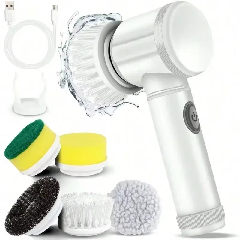 Electric Cleaning Brush Electric Scrubber,Bathroom Cleaning Brush Power Scrubber with 5 Replaceable Brush Heads Cleaning Tools