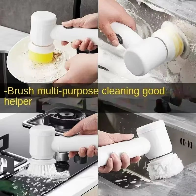 Electric Cleaning Brush Electric Scrubber,Bathroom Cleaning Brush Power Scrubber with 5 Replaceable Brush Heads Cleaning Tools