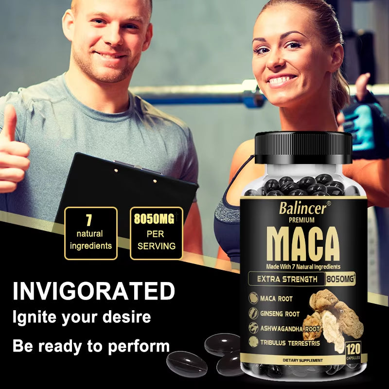 Maca Supplement - with Ginseng Ashwagandha Tribulus Terrestris 8050Mg - Muscle Mass, Endurance and Vitality