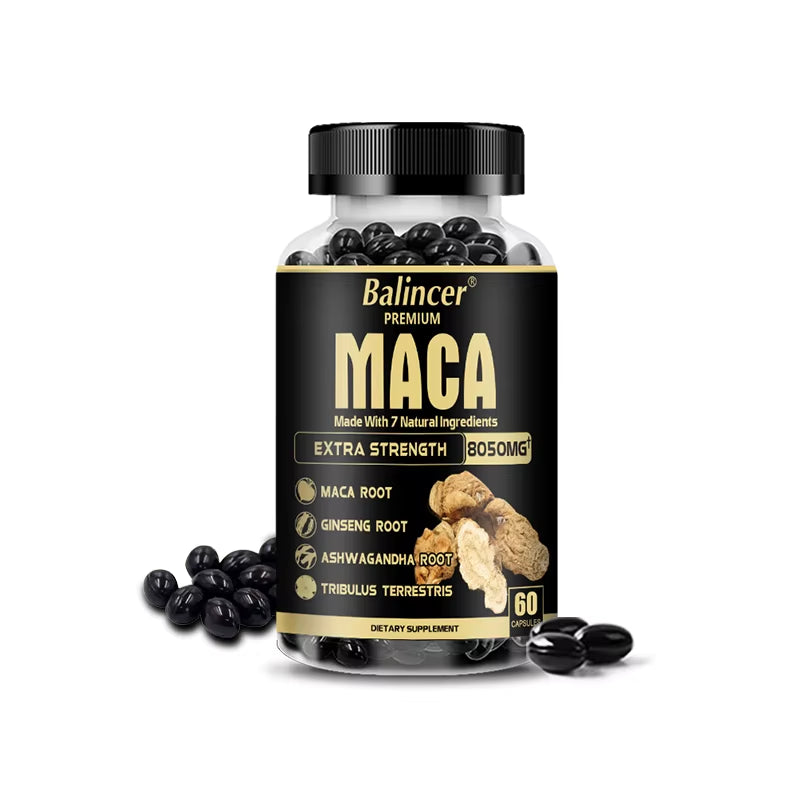 Maca Supplement - with Ginseng Ashwagandha Tribulus Terrestris 8050Mg - Muscle Mass, Endurance and Vitality