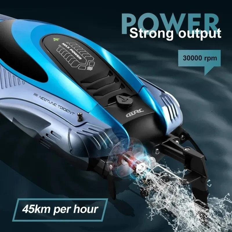 45KM/H RC High Speed Racing Boat Waterproof Speedboat 2.4G Remote Control Ship Water Game Kids Toys Children Birthday Gifts