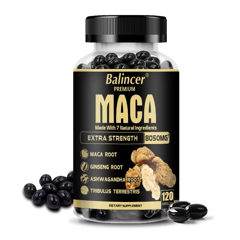 Maca Supplement - with Ginseng Ashwagandha Tribulus Terrestris 8050Mg - Muscle Mass, Endurance and Vitality